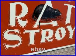 Vintage Moore's Wonderful Rat Destroyer Porcelain Sign General Store Gas Oil Ace