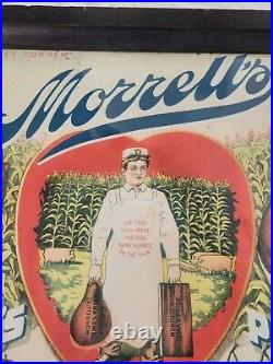 Vintage Morrell's Meats Iowa Pride Advertising Sign Name Burned On The Skin 23