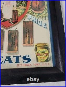 Vintage Morrell's Meats Iowa Pride Advertising Sign Name Burned On The Skin 23