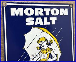 Vintage Morton Salt Porcelain Sign Restaurant Diner Gas Station Kitchen Oil Sea