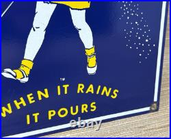 Vintage Morton Salt Porcelain Sign Restaurant Diner Gas Station Kitchen Oil Sea