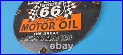 Vintage Mother Road Porcelain Route 66 Gas Motor Oil Service Station Pump Sign