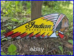 Vintage Motorcycle 28.5 X 10.5 Double Sided Porcelain Enamel Sign