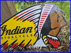 Vintage Motorcycle 28.5 X 10.5 Double Sided Porcelain Enamel Sign