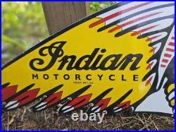 Vintage Motorcycle 28.5 X 10.5 Double Sided Porcelain Enamel Sign