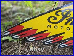 Vintage Motorcycle 28.5 X 10.5 Double Sided Porcelain Enamel Sign