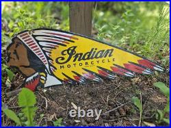 Vintage Motorcycle 28.5 X 10.5 Double Sided Porcelain Enamel Sign