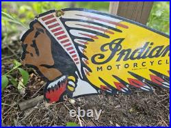 Vintage Motorcycle 28.5 X 10.5 Double Sided Porcelain Enamel Sign