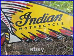 Vintage Motorcycle 28.5 X 10.5 Double Sided Porcelain Enamel Sign