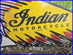Vintage Motorcycle 28.5 X 10.5 Double Sided Porcelain Enamel Sign