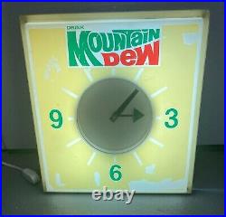 Vintage Mountain Dew Clock Soda Electric Advertising Sign-Works