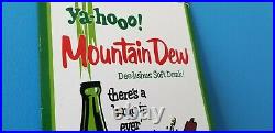 Vintage Mountain Dew Porcelain Gas Soda Beverage Bottles Service Store Sign