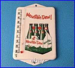 Vintage Mountain Dew Porcelain Sign Soda Gas Pump Ad Thermometer Sign