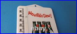 Vintage Mountain Dew Porcelain Sign Soda Gas Pump Ad Thermometer Sign