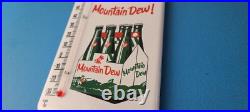 Vintage Mountain Dew Porcelain Sign Soda Gas Pump Ad Thermometer Sign