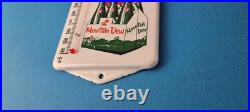 Vintage Mountain Dew Porcelain Sign Soda Gas Pump Ad Thermometer Sign