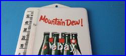 Vintage Mountain Dew Porcelain Sign Soda Gas Pump Ad Thermometer Sign