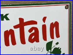 Vintage Mountain Dew Porcelain Sign Soda Pop Bottle Can Baja Blast Gas Station