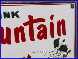 Vintage Mountain Dew Porcelain Sign Soda Pop Bottle Can Baja Blast Gas Station