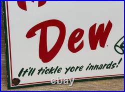 Vintage Mountain Dew Porcelain Sign Soda Pop Bottle Can Baja Blast Gas Station