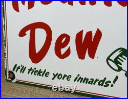 Vintage Mountain Dew Porcelain Sign Soda Pop Bottle Can Baja Blast Gas Station