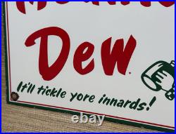 Vintage Mountain Dew Porcelain Sign Soda Pop Bottle Can Baja Blast Gas Station