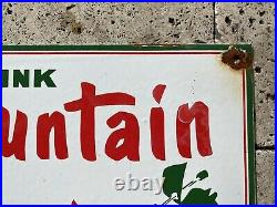 Vintage Mountain Dew Porcelain Soda Sign Store Soft Drink Cola Beverage Gas Oil