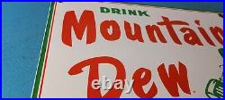 Vintage Mountain Dew Sign Gas Oil Pump Plate Soda Bottles Pepsi Porcelain Sign
