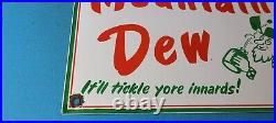 Vintage Mountain Dew Sign Gas Oil Pump Plate Soda Bottles Pepsi Porcelain Sign