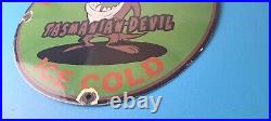 Vintage Mountain Dew Sign Ice Cold Gas Service Pump Soda Bottle Porcelain Sign