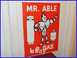 Vintage Mr. Able L P Gas Double Sided Metal Sign