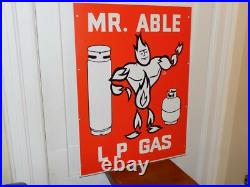 Vintage Mr. Able L P Gas Double Sided Metal Sign