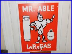 Vintage Mr. Able L P Gas Double Sided Metal Sign