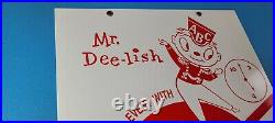 Vintage Mr Dee-lish Popcorn Porcelain Metal Gas Service Pump General Store Sign