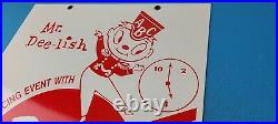 Vintage Mr Dee-lish Popcorn Porcelain Metal Gas Service Pump General Store Sign