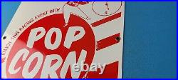 Vintage Mr Dee-lish Popcorn Porcelain Metal Gas Service Pump General Store Sign