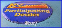 Vintage Mr Goodwrench Porcelain Gas Automobiles Trucks Gm Dealer Pump Plate Sign