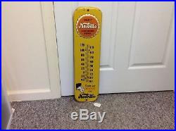 Vintage NESBITTS Orange SODA POP BOTTLE Metal ADVERTISING THERMOMETER SIGN G-311