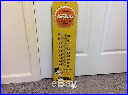 Vintage NESBITTS Orange SODA POP BOTTLE Metal ADVERTISING THERMOMETER SIGN G-311