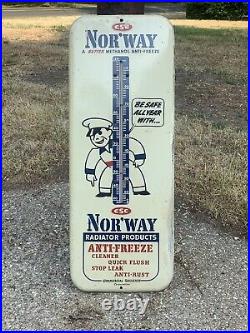 Vintage NOR'WAY Anti-Freeze Thermometer Sign 26 x 10