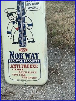 Vintage NOR'WAY Anti-Freeze Thermometer Sign 26 x 10