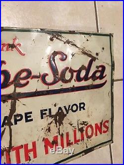 Vintage NUGRAPE Soda Sign Metal Tin Sign 1940s Rare 31L x 12 W not Coke Pepsi
