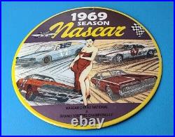 Vintage Nascar Porcelain Grand Touring Gas Service Station Pump Plate Sign