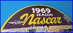Vintage Nascar Porcelain Grand Touring Gas Service Station Pump Plate Sign