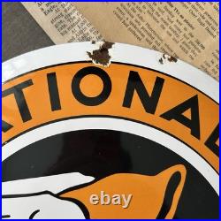 Vintage National Benzole Mixture 12 Inch Convex Porcelain Enamel Sign