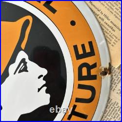 Vintage National Benzole Mixture 12 Inch Convex Porcelain Enamel Sign