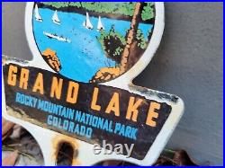Vintage National Park Porcelain Sign Grand Lake Rocky Colorado Forest Service