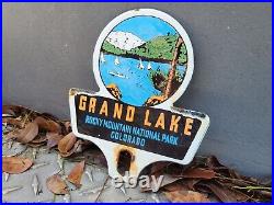 Vintage National Park Porcelain Sign Grand Lake Rocky Colorado Forest Service