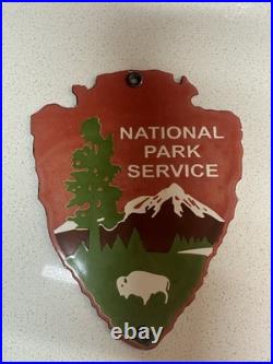 Vintage National Park Service Arrowhead Porcelain 7 Sign Ranger Station Sign