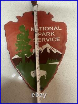 Vintage National Park Service Arrowhead Porcelain 7 Sign Ranger Station Sign